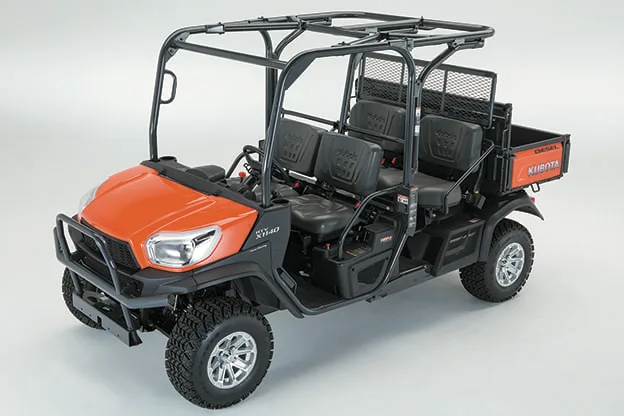 Kubota RTV-X1140 diesel utility vehicle with four-passenger convertible seating, studio product image