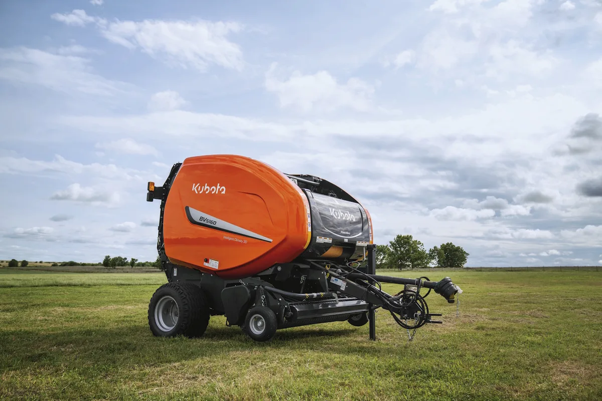 Kubota BV round baler in a hay field
