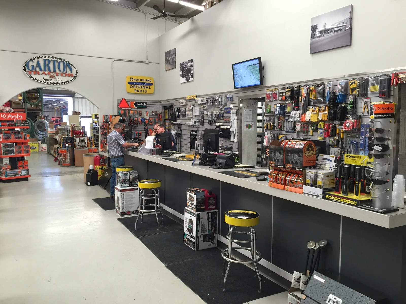 Garton Tractor parts counter stocked for local customers