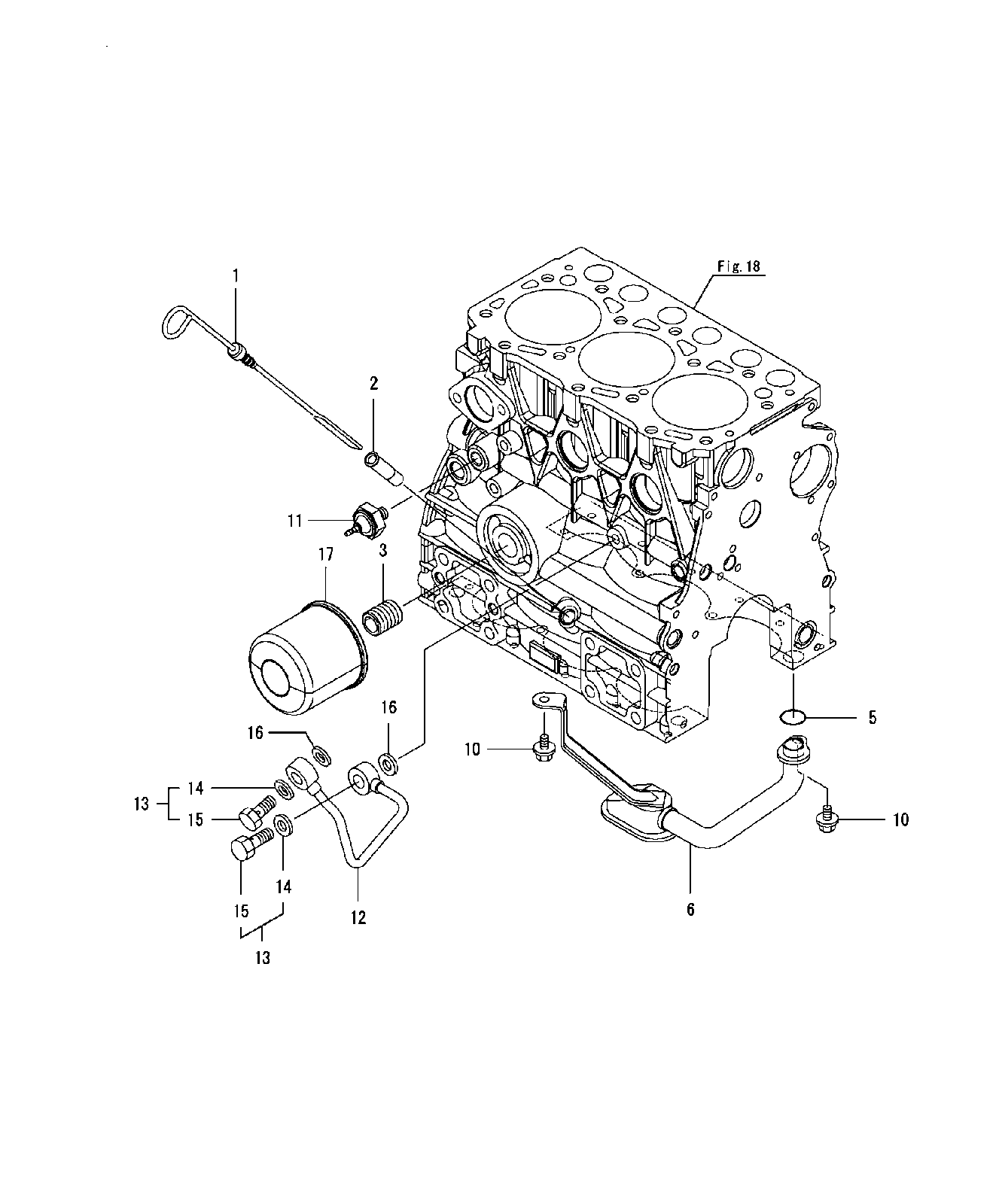 Hitachi LANDCROS ZX17U-5N periodic replacement drawing, Lub. oil system
