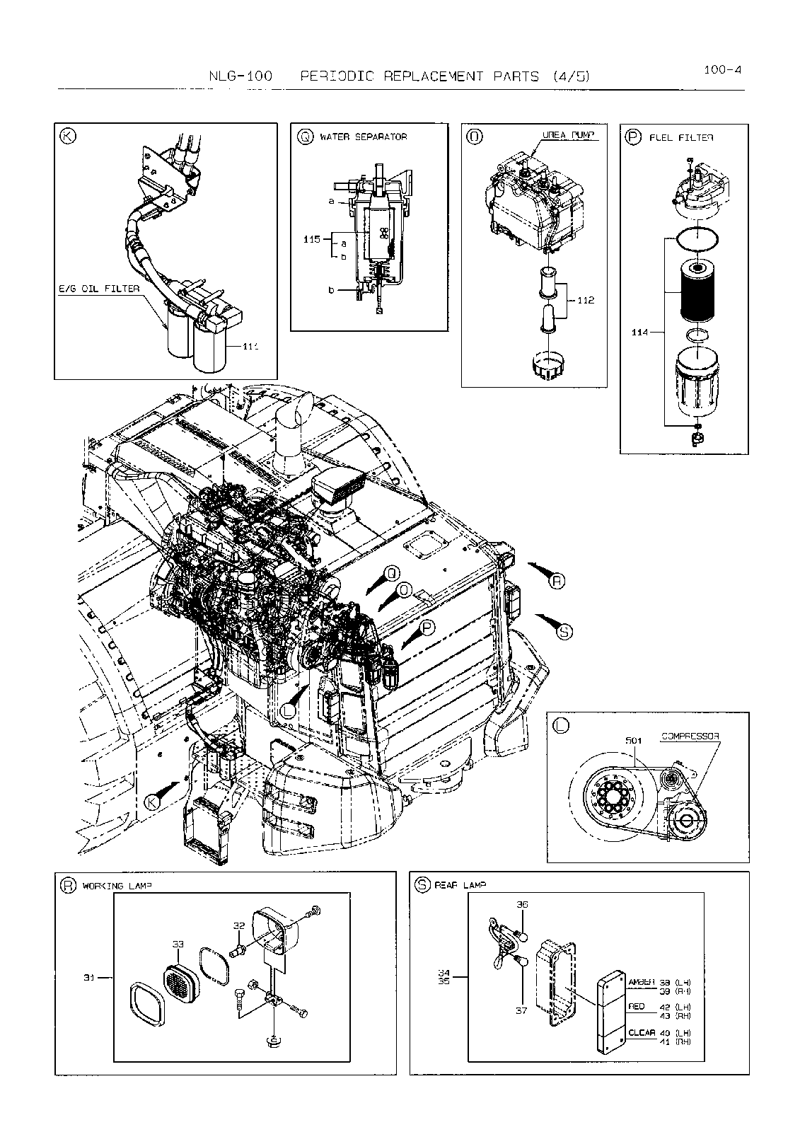 Hitachi LANDCROS ZW550-6 periodic replacement drawing, Periodic replacement parts (4)
