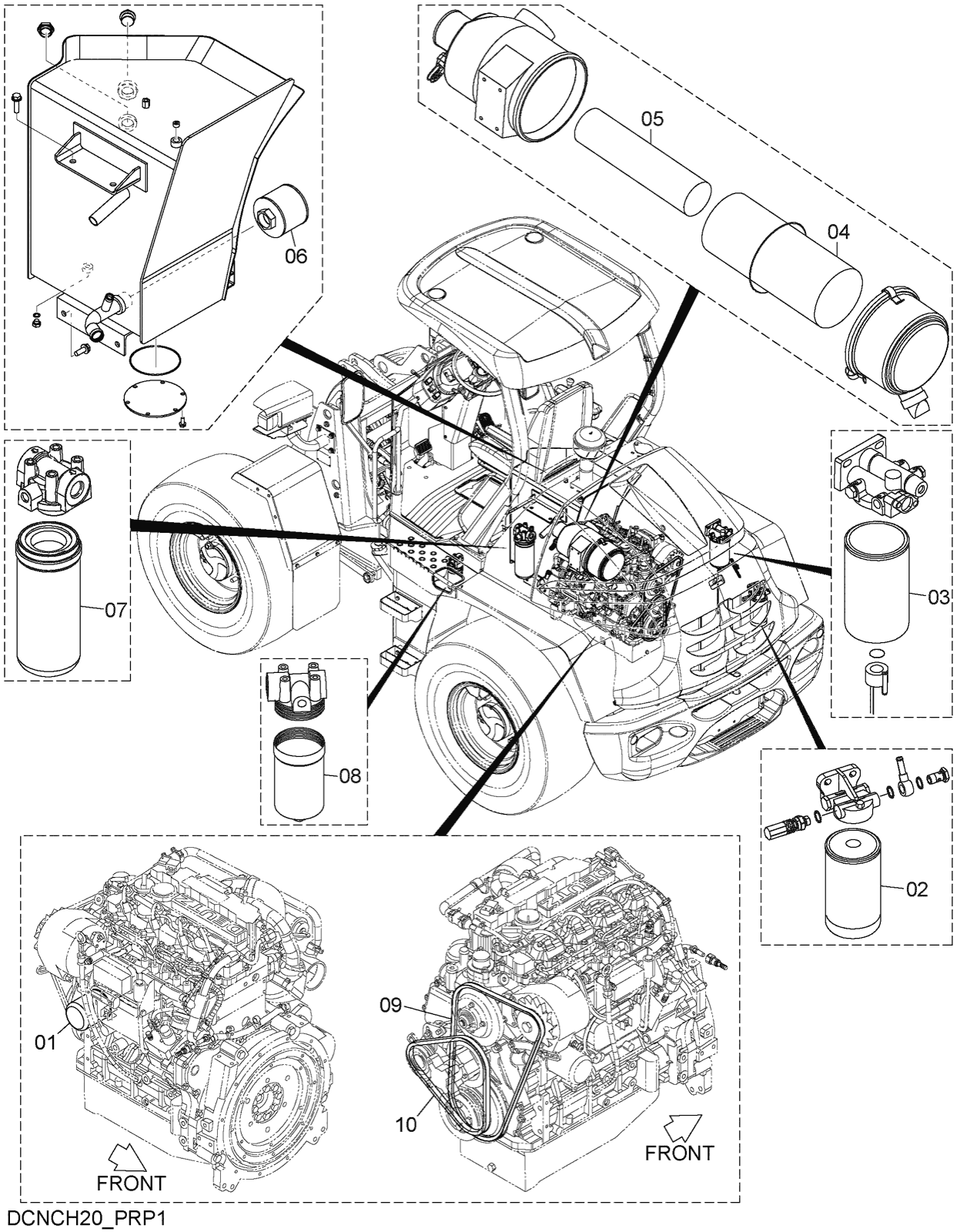 Hitachi LANDCROS ZW80-5B periodic replacement drawing, Filter, element, belt parts