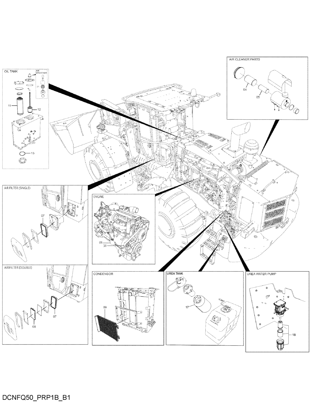 Hitachi LANDCROS ZW310-7 periodic replacement drawing, Filter, element, belt parts