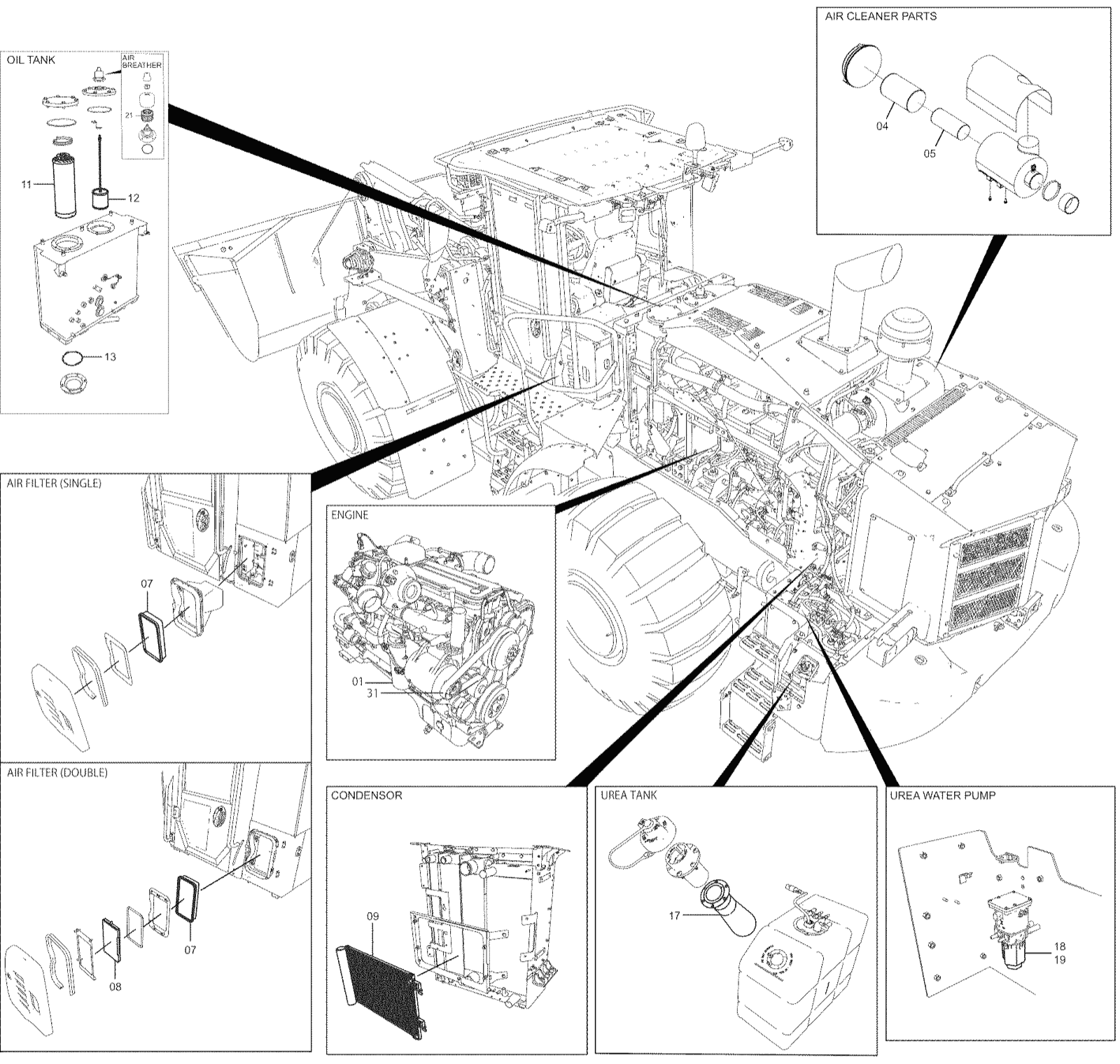 Hitachi LANDCROS ZW310-7 periodic replacement drawing, Periodic replacement parts (1)