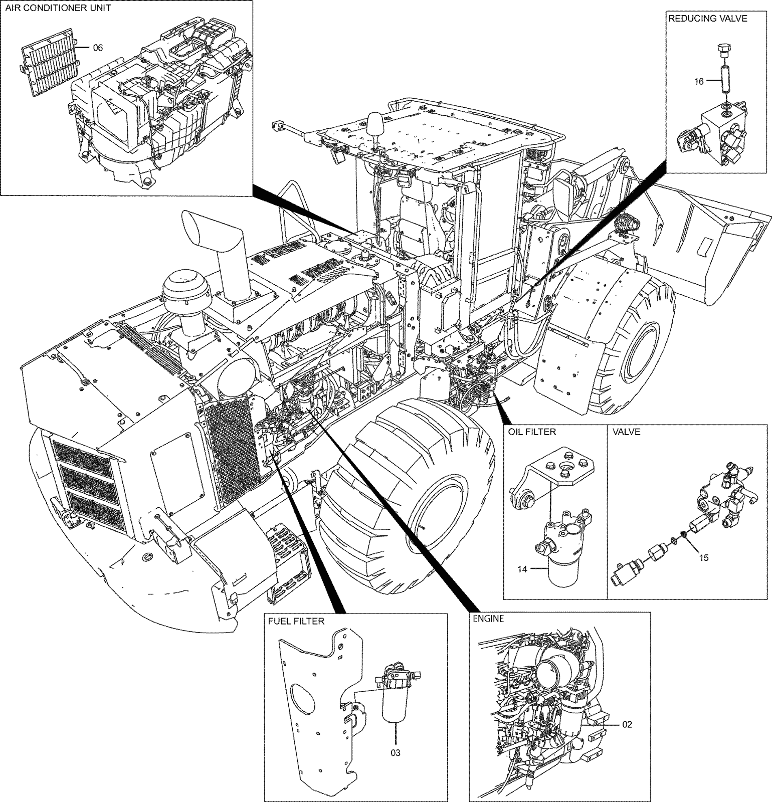 Hitachi LANDCROS ZW310-7 periodic replacement drawing, Filter, element parts