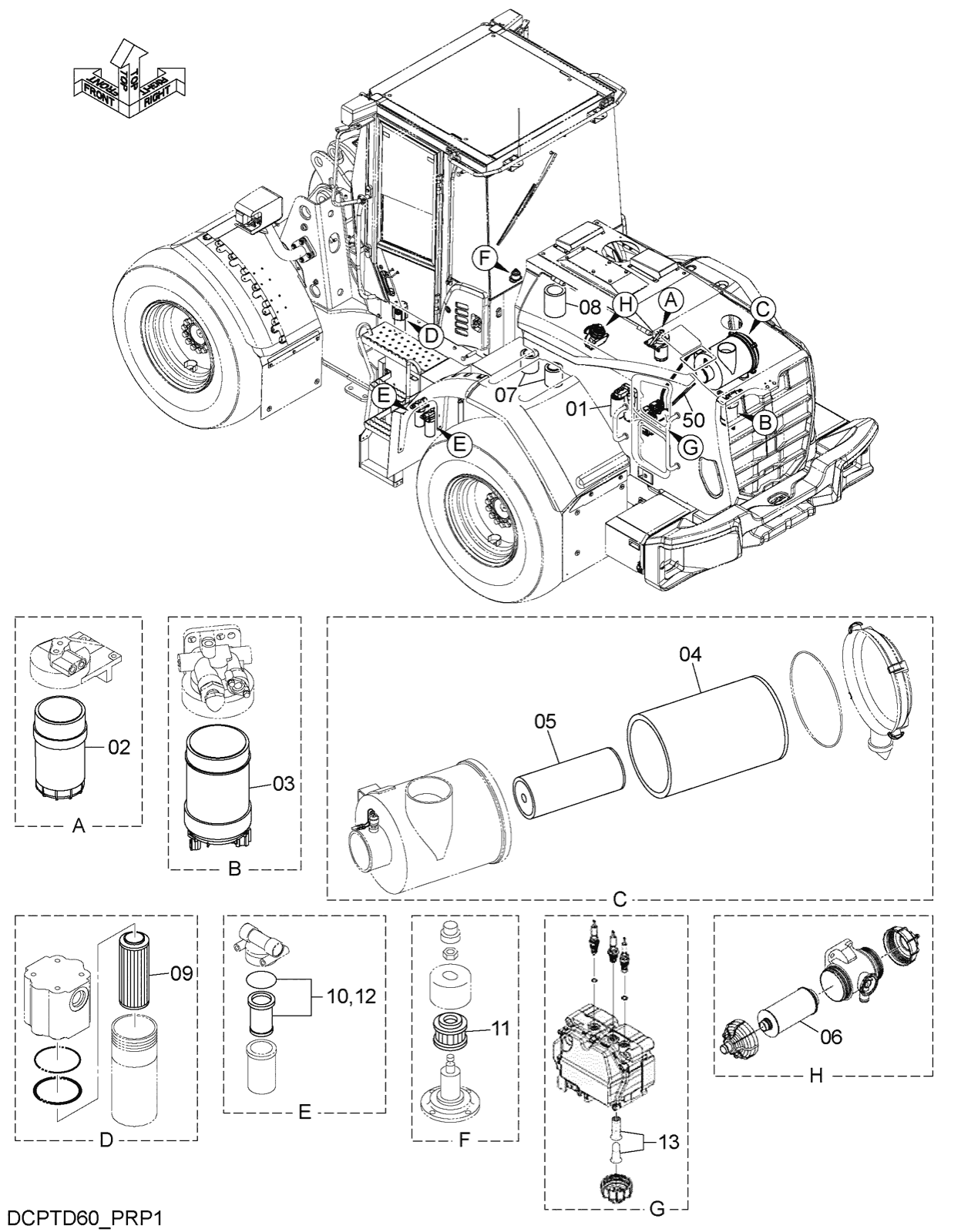 Hitachi LANDCROS ZW140-6 periodic replacement drawing, Filter, element, belt parts