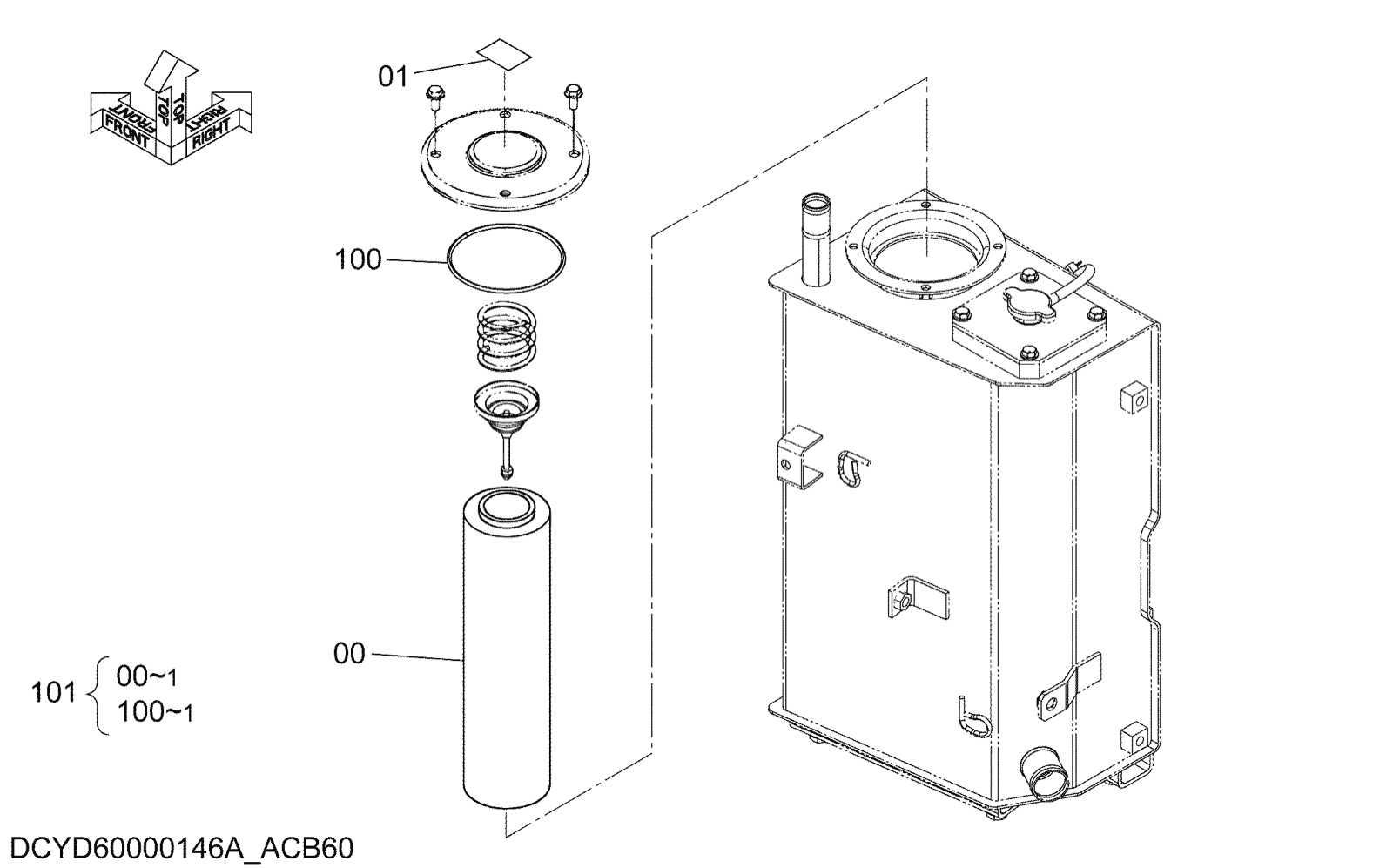 Hitachi LANDCROS ZX26U-5N periodic replacement drawing, High precision filter