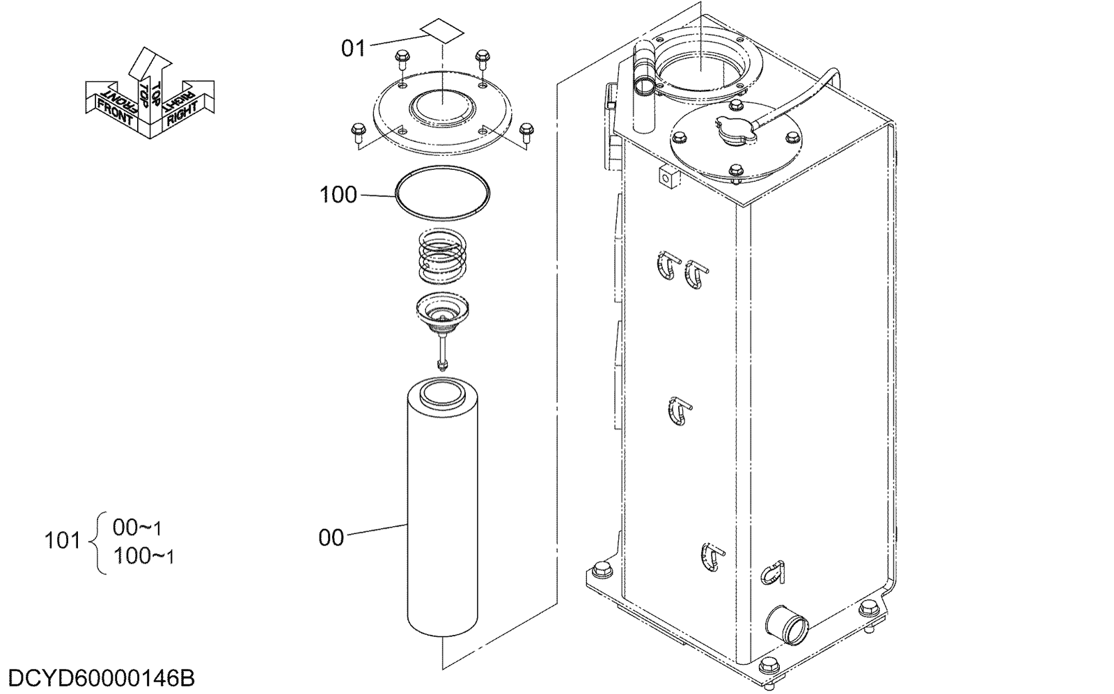Hitachi LANDCROS ZX50U-5N periodic replacement drawing, High precision filter