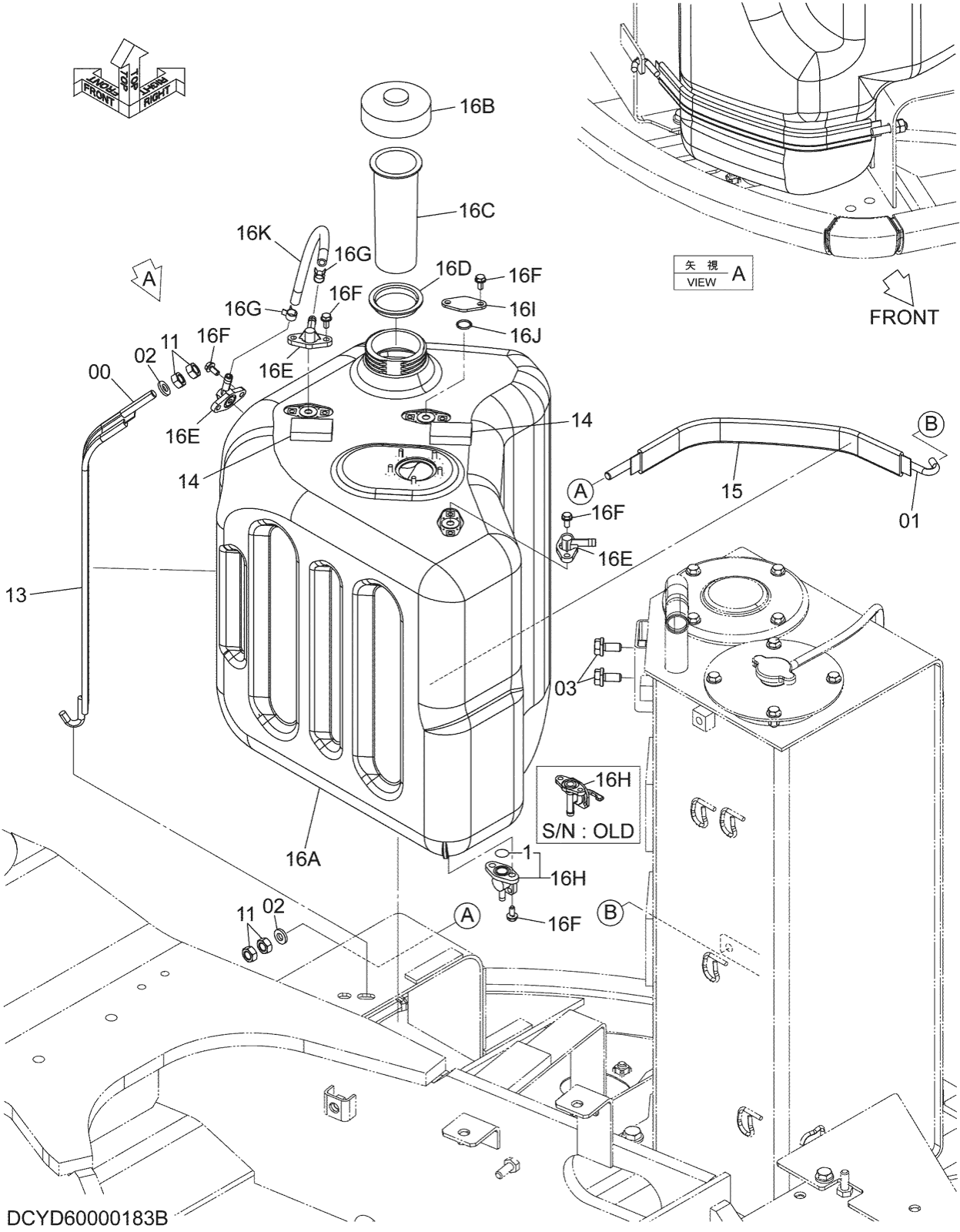 Hitachi LANDCROS ZX50U-5N periodic replacement drawing, Fuel tank