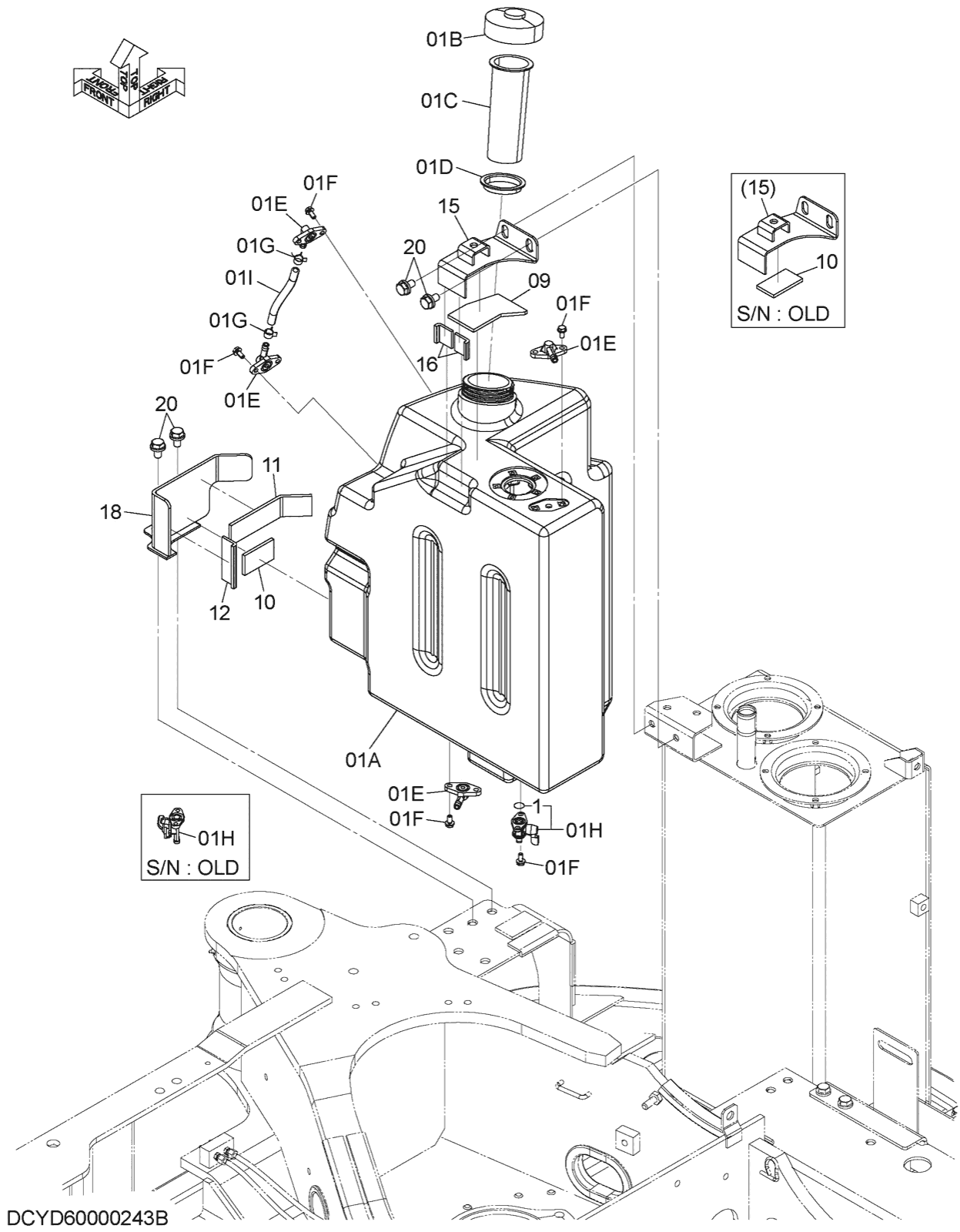 Hitachi LANDCROS ZX30U-5N periodic replacement drawing, Fuel tank