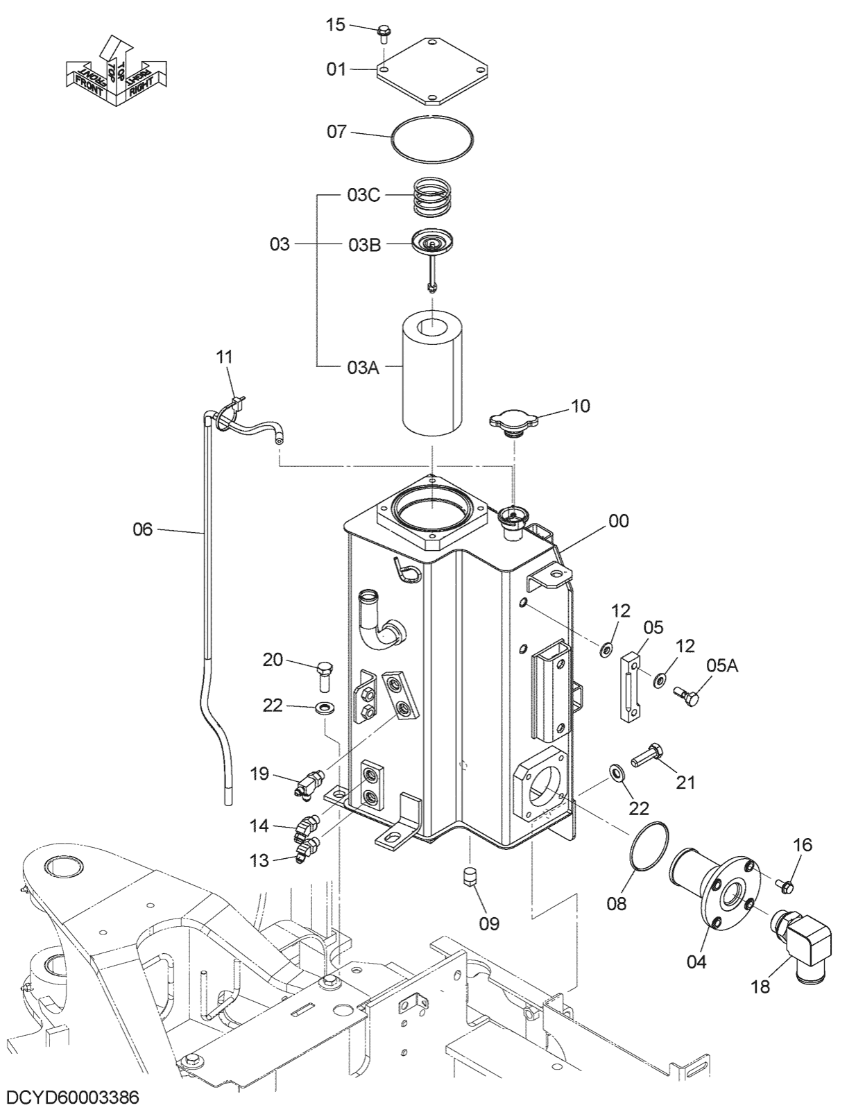 Hitachi LANDCROS ZX17U-5N periodic replacement drawing, Oil tank