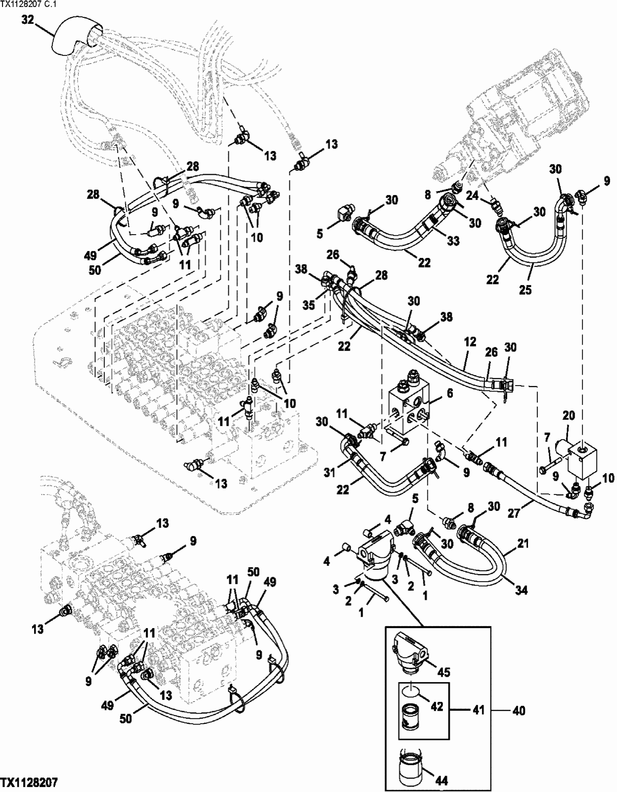 Hitachi LANDCROS ZX60USB-5N periodic replacement drawing, Pilot lines, pump and filter