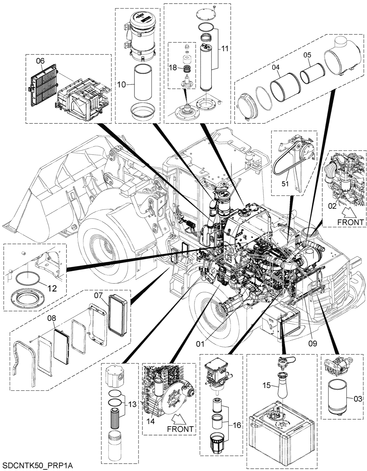 Hitachi LANDCROS ZW180-7 periodic replacement drawing, Filter, element, belt parts
