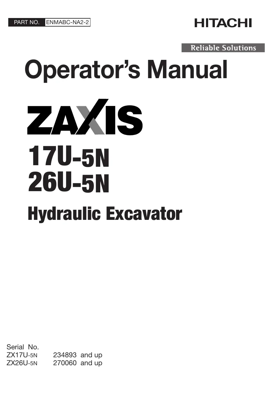 Cover of Hitachi ZX17U-5N & ZX26U-5N Operator Manual