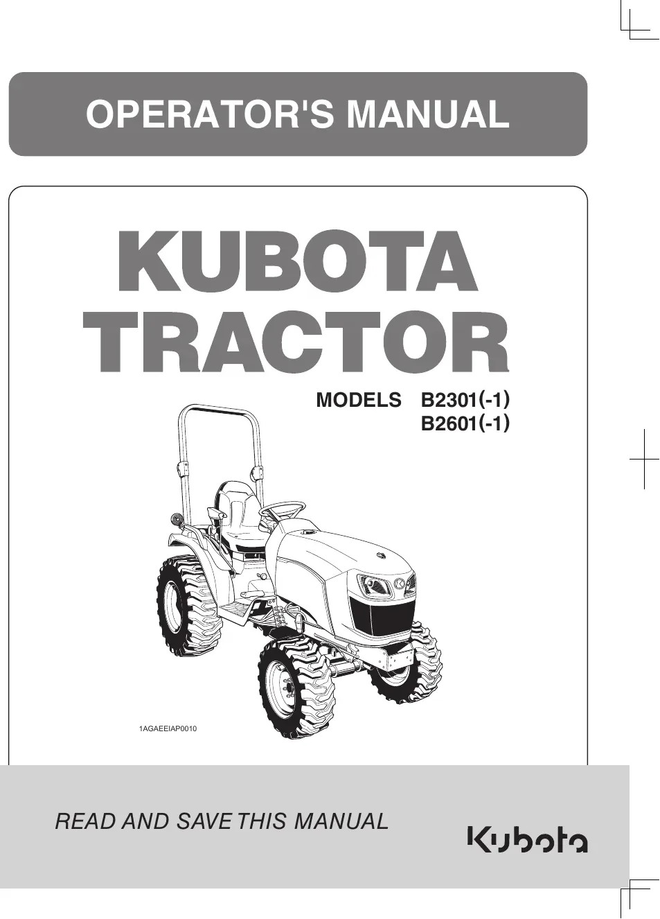 Cover of Kubota B2301 & B2601 Operator Manual