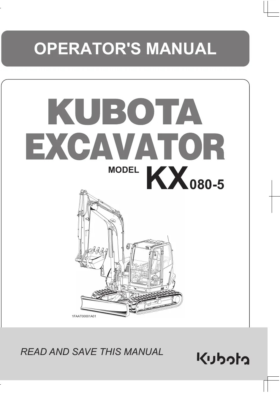 Cover of Kubota KX080-5 Operator Manual