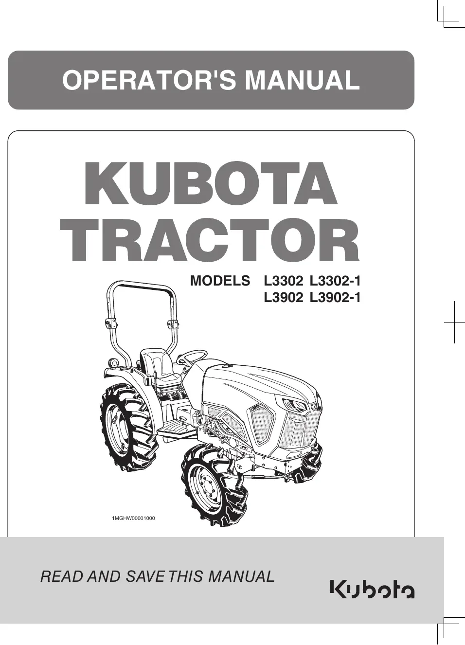 Cover of Kubota L3302 & L3902 Operator Manual
