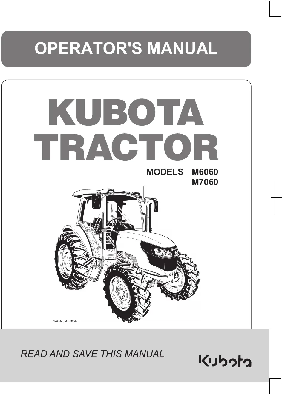 Cover of Kubota M6060 & M7060 Cab Operator Manual