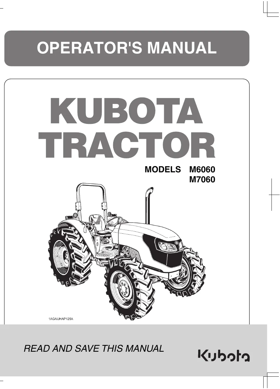 Cover of Kubota M6060 & M7060 ROPS Operator Manual (3C131-9971-5)