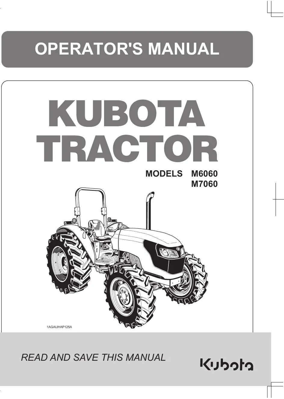 Cover of Kubota M6060 & M7060 ROPS Operator Manual