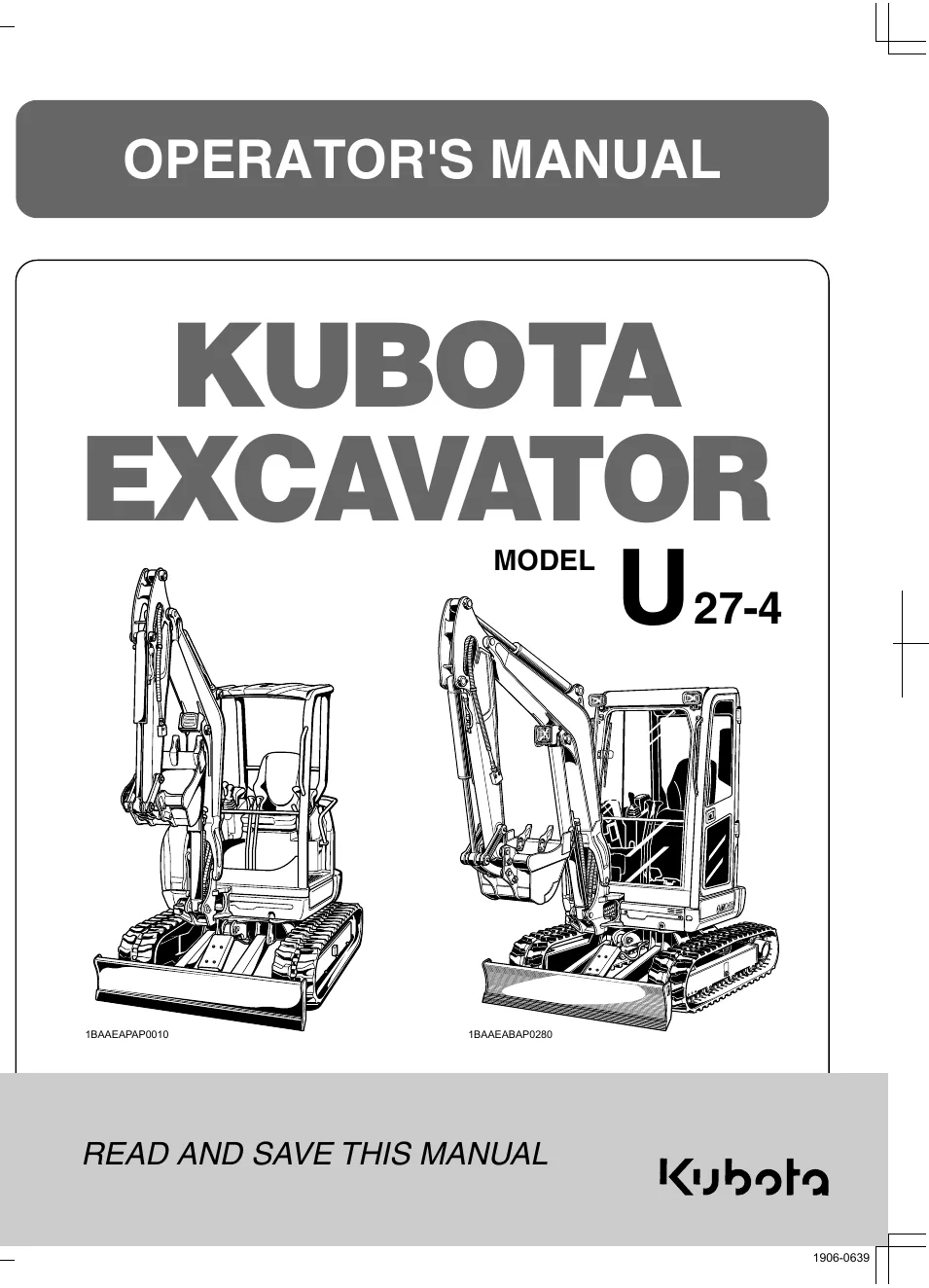 Cover of Kubota U27-4 Operator Manual