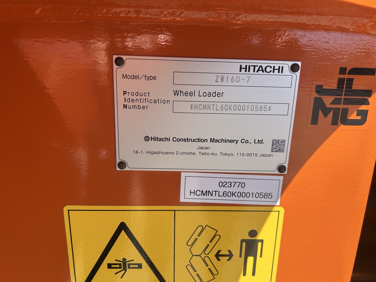 Actual stock photo of Hitachi LANDCROS ZW160-7HL, stock 023770