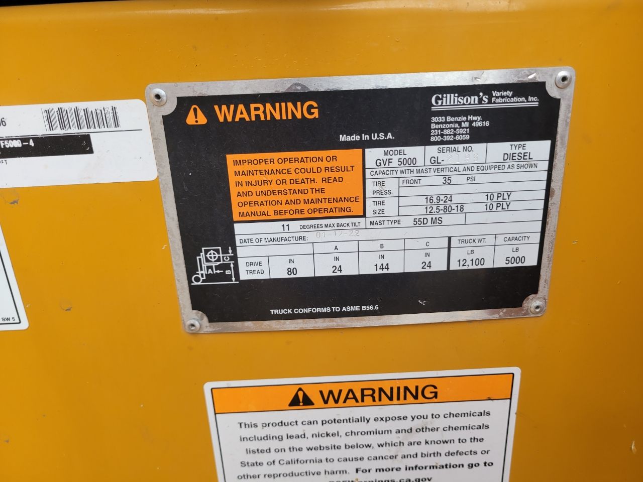 Actual stock photo of GILLISON'S GVF5000-4, stock GR0096