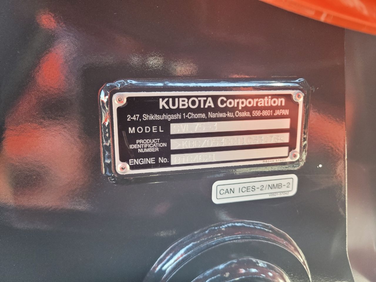 Actual stock photo of Kubota Construction SVL75-3HFWVR, stock 025190