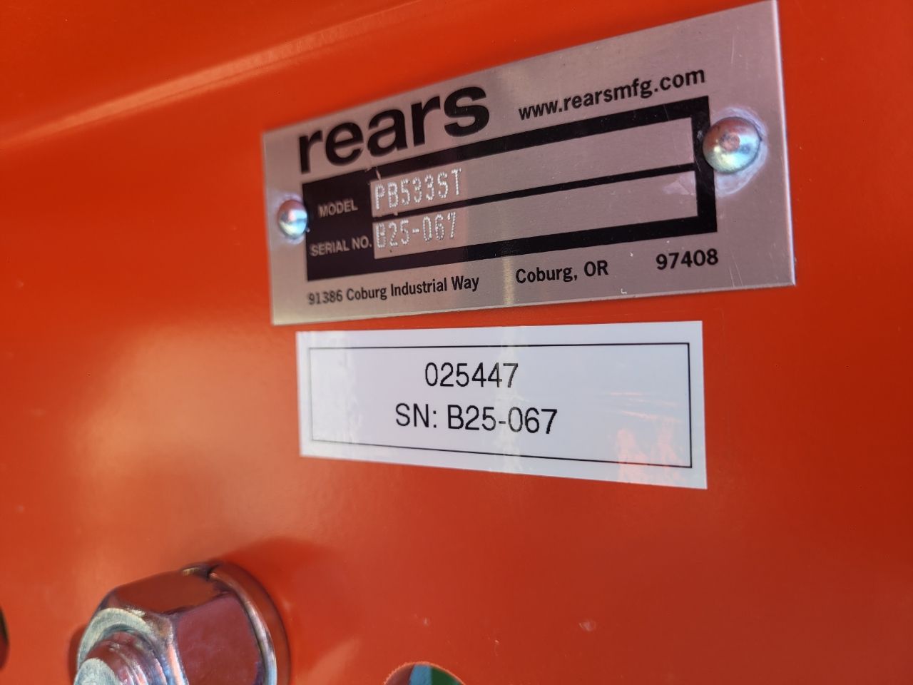 Actual stock photo of Rears PB533ST, stock 025447