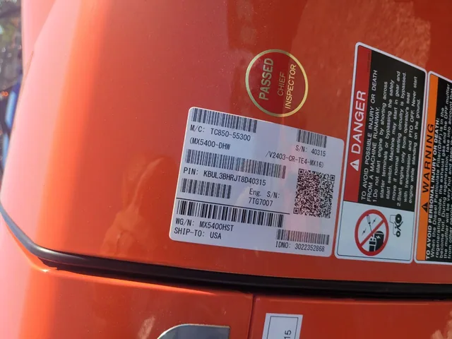 Actual stock photo 5 of Kubota MX5400HST, stock 025687
