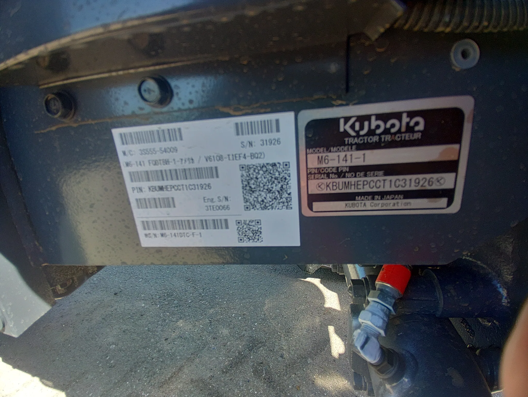 Actual stock photo of Kubota M6-141DTC-F-, stock 023990