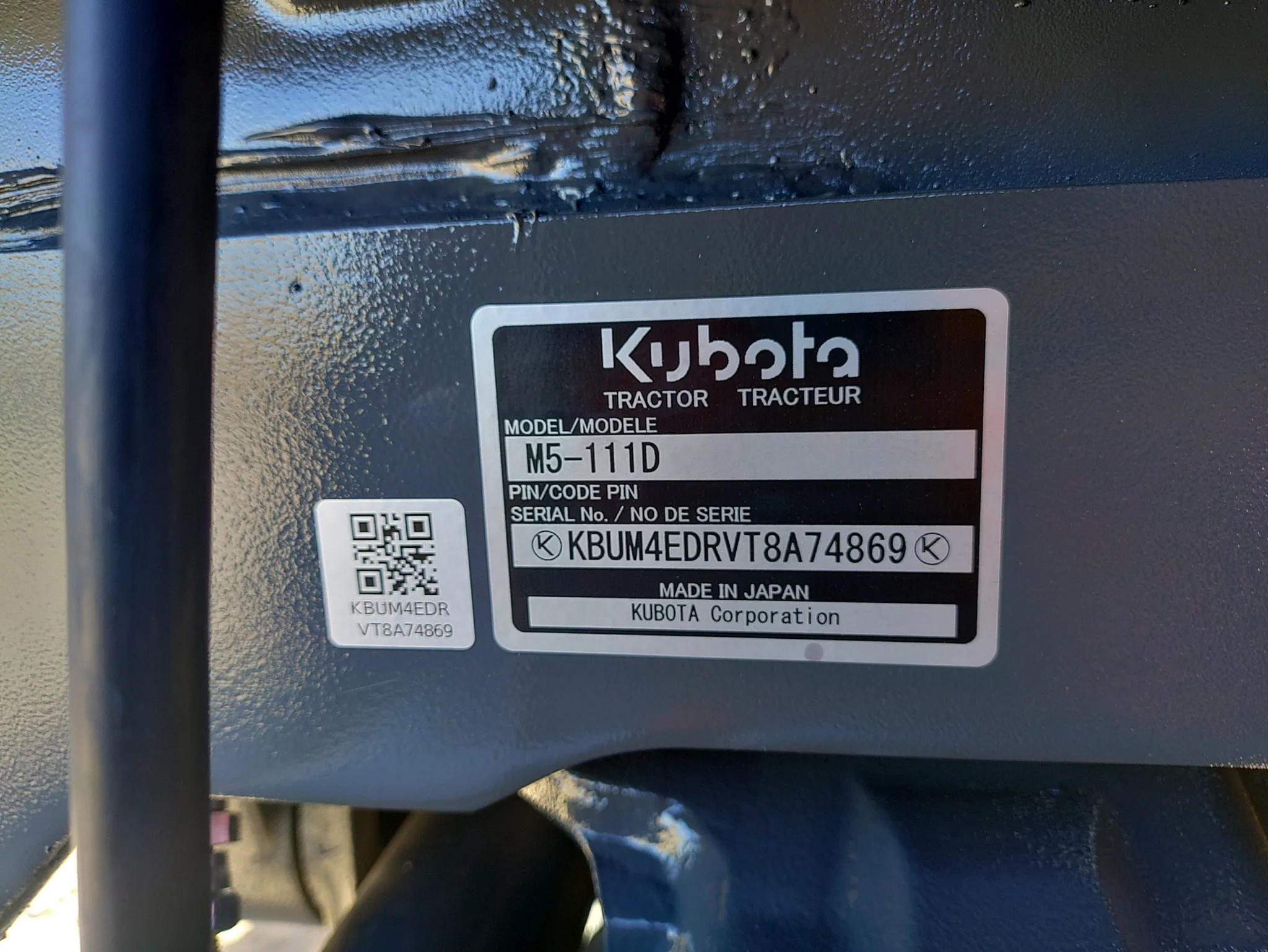 Actual stock photo of Kubota M5L-111-SN, stock 025174