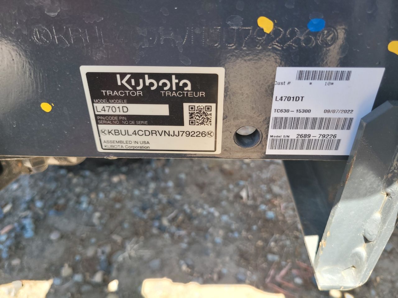Actual stock photo of Kubota L4701DT, stock 026507