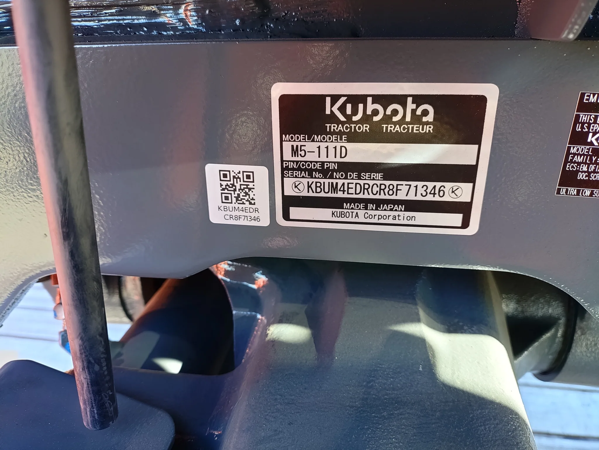 Actual stock photo of Kubota M5-111HD12, stock 021638