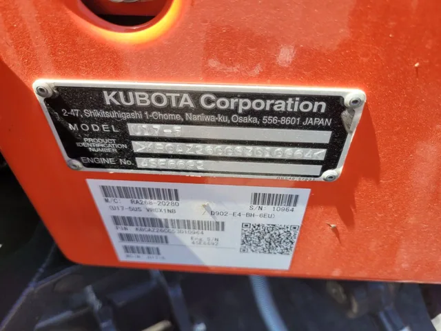 Actual stock photo 2 of Kubota Construction U17-5, stock 017307