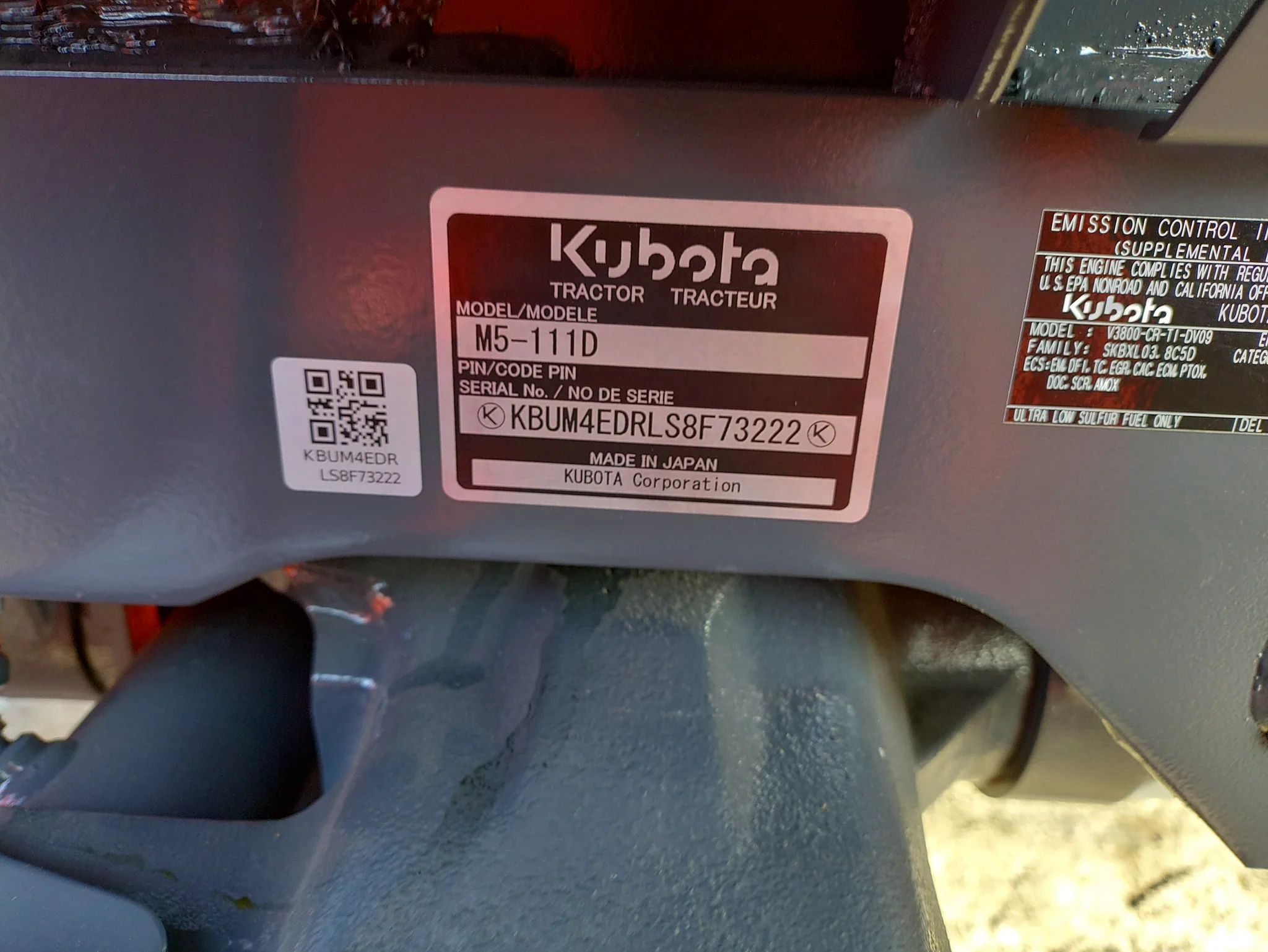 Actual stock photo of Kubota M5-111HD12, stock 021636
