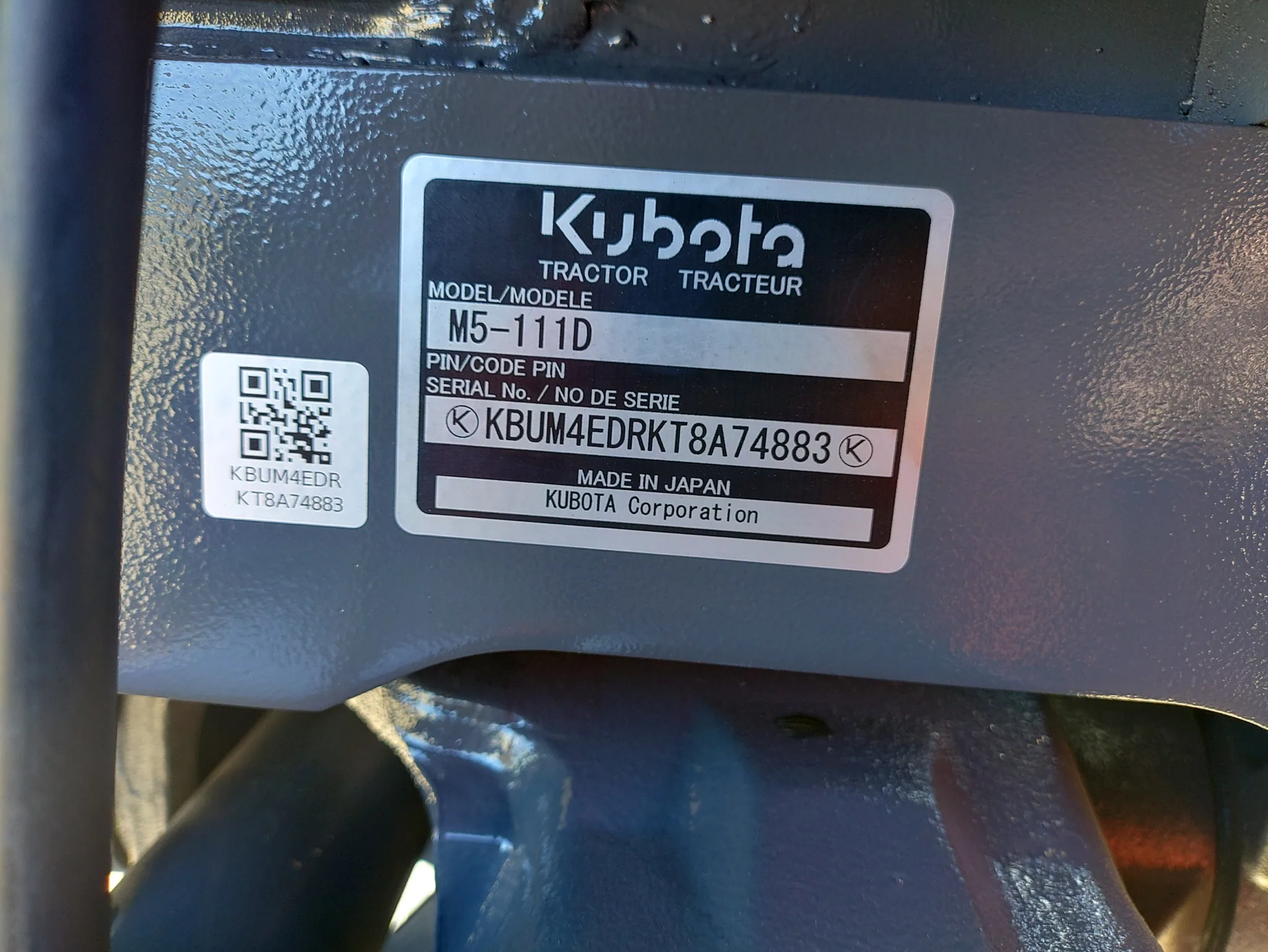 Actual stock photo of Kubota M5L-111-SN, stock 025173
