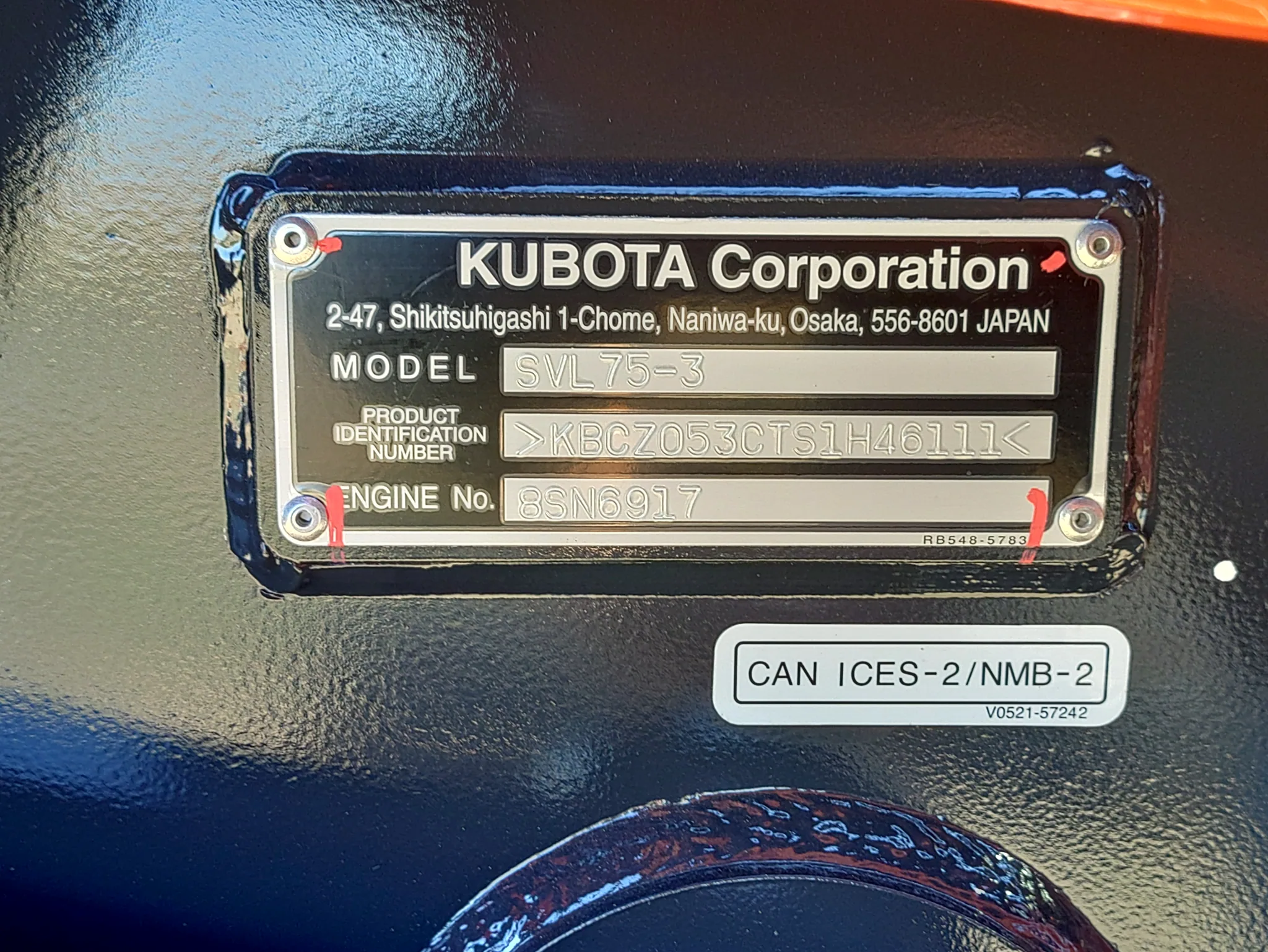Actual stock photo of Kubota Construction SVL75-3HW, stock 023458