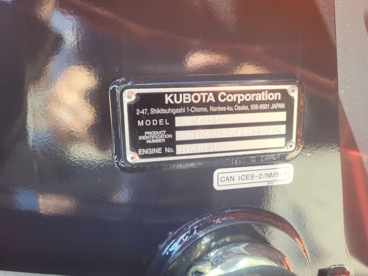 Actual stock photo of Kubota Construction SVL75-3HFWVR, stock 025193