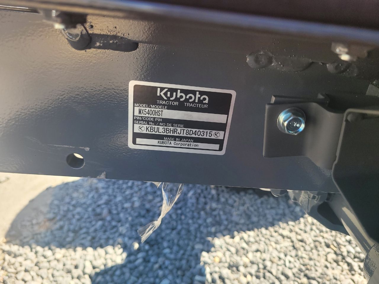 Actual stock photo of Kubota MX5400HST, stock 025687