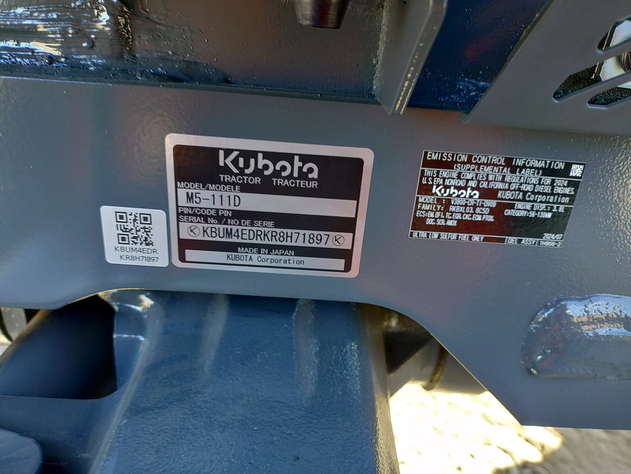 Actual stock photo of Kubota M5-111HD12, stock 021942