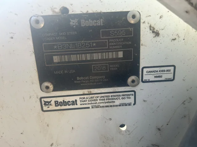 Actual stock photo 2 of 2018 Bobcat S595, stock 028013