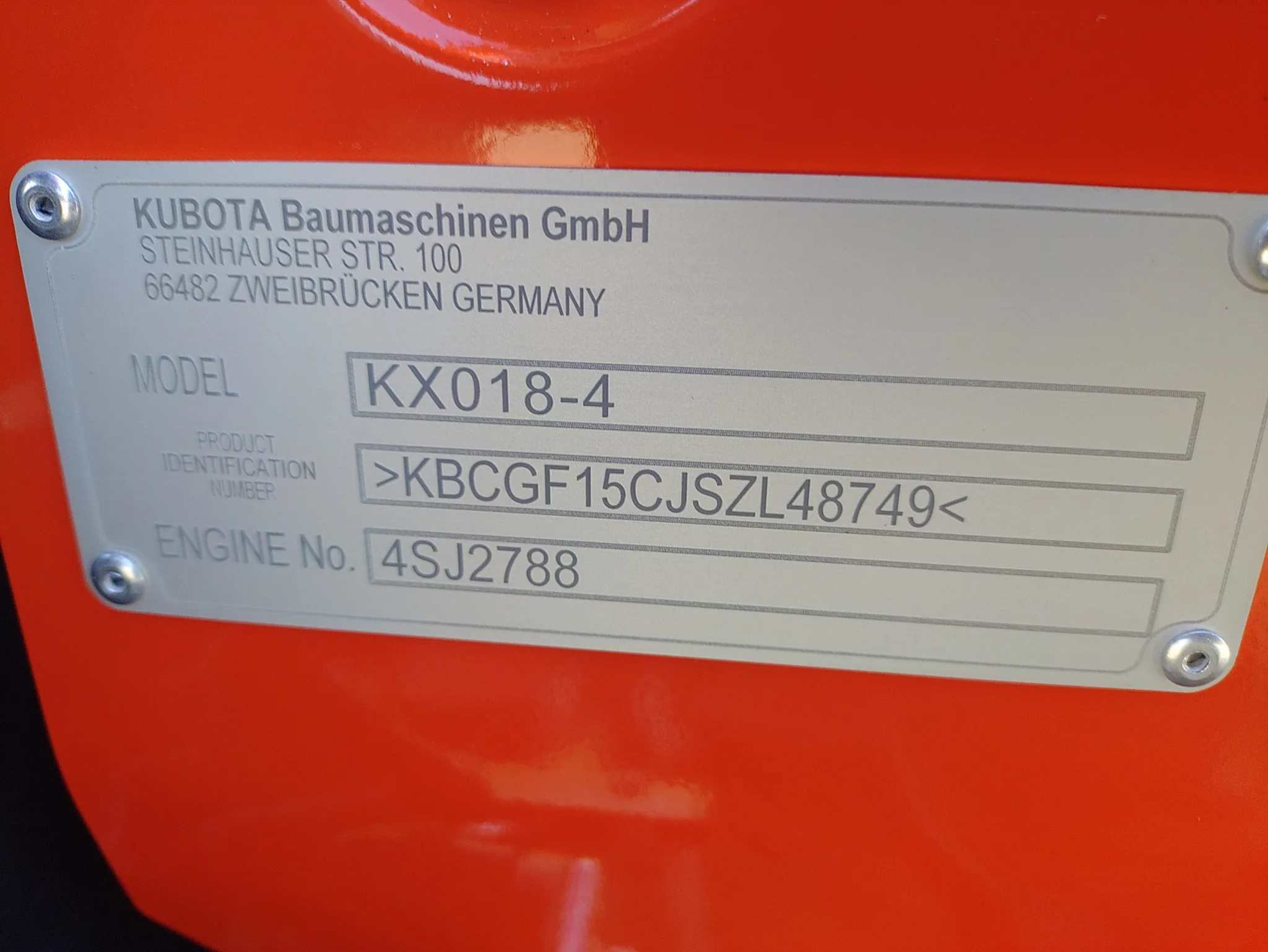 Actual stock photo of Kubota Construction KX018-4R1, stock 023464