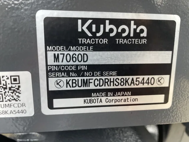 Actual stock photo 2 of Kubota M7060HD12, stock 022140