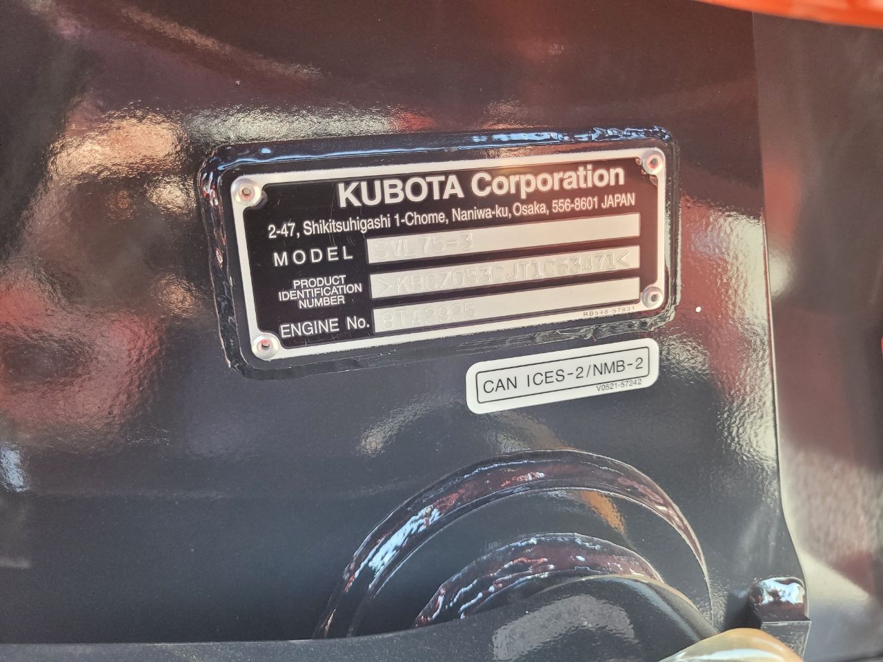 Actual stock photo of Kubota Construction SVL75-3HFWVR, stock 025189