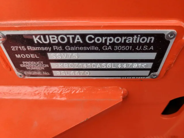 Actual stock photo 3 of Kubota Construction SSV75HFRC, stock 024510