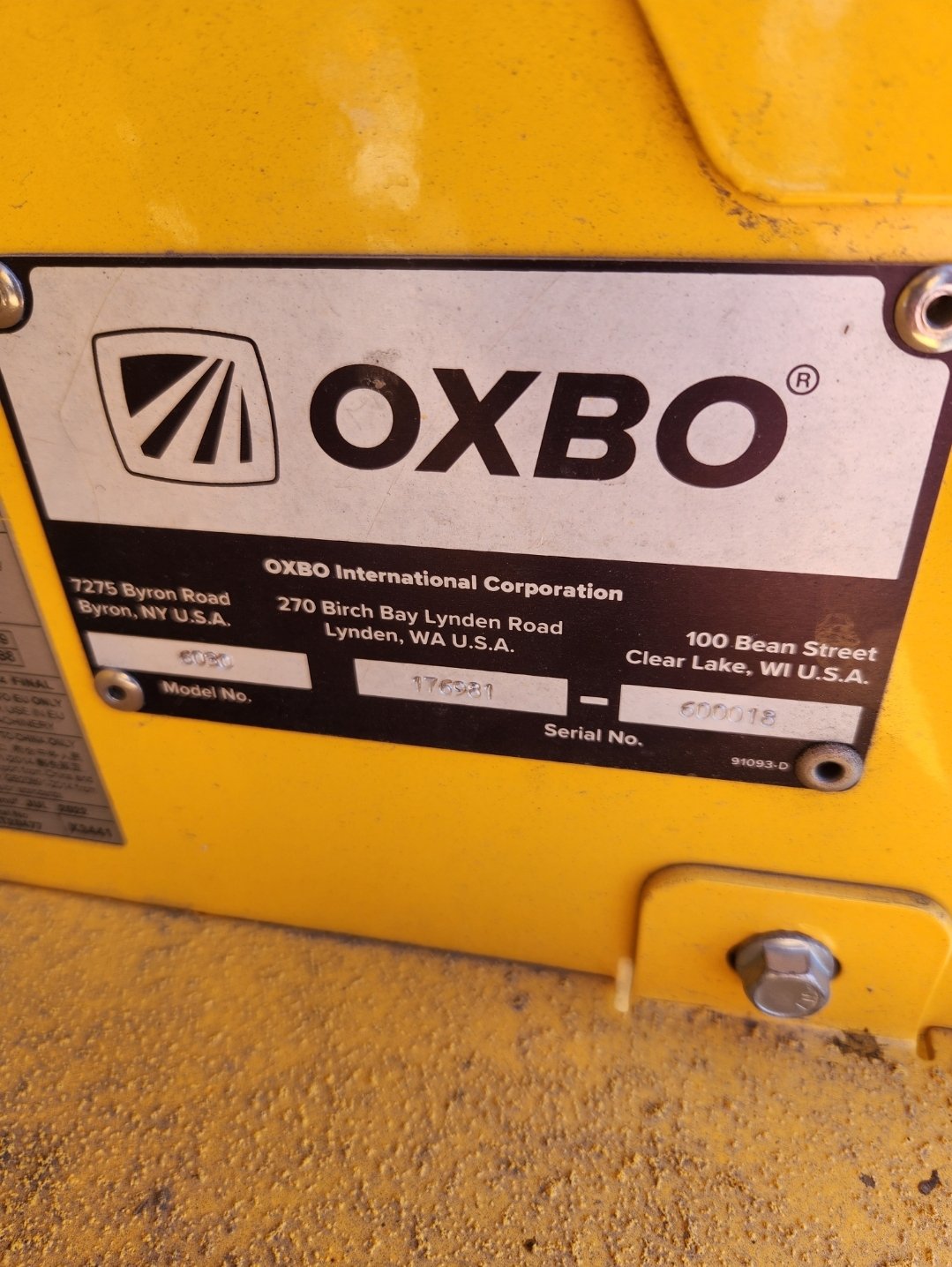 Actual stock photo of Oxbo 6030, stock 000901